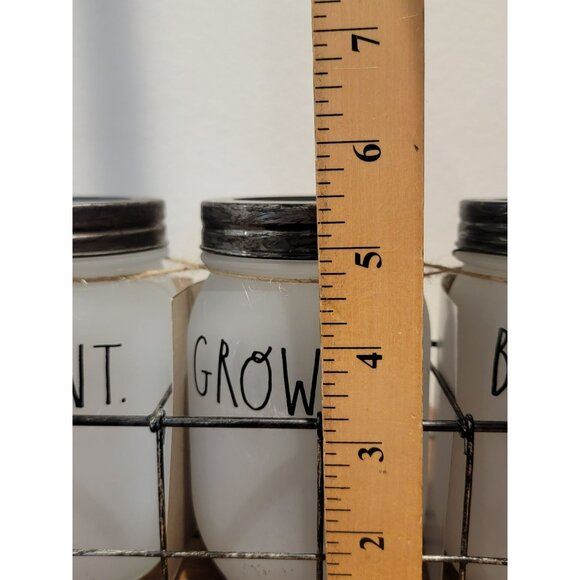 RARE Rae Dunn Plant Grow Bloom Mason Jar Set With Wire Holder 2017 - Picture 13 of 13